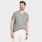 Men's Striped Standard Fit Short Sleeve V-neck T-shirt - Goodfellow & Co Gray/stripe