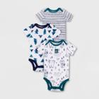 Lamaze Baby Boys' Organic Cotton Short Sleeve Animal Print Bodysuit - Blue Newborn