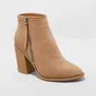 Women's Crissy Laser Cut Heeled Ankle Booties - Universal Thread Taupe (brown)