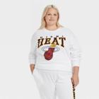 Women's Nba Plus Size Miami Heat Cropped Graphic Sweatshirt - White
