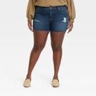 Women's Plus Size High-rise Slim Fit Jean Shorts - Universal Thread Dark Denim Wash 14w, Dark Blue Blue