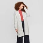 Women's Long Sleeve Ribbed Cuff Open Layer Sweater - A New Day Gray