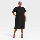 Women's Plus Size Angel Short Sleeve Smocked Knit Dress - Who What Wear Jet Black