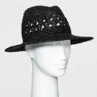 Women's Crocheted Straw Panama Hat - A New Day Black