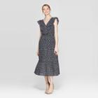 Women's Floral Print Sleeveless Ruffle V-neck Loose Fit Maxi Dress - Who What Wear Jet Black