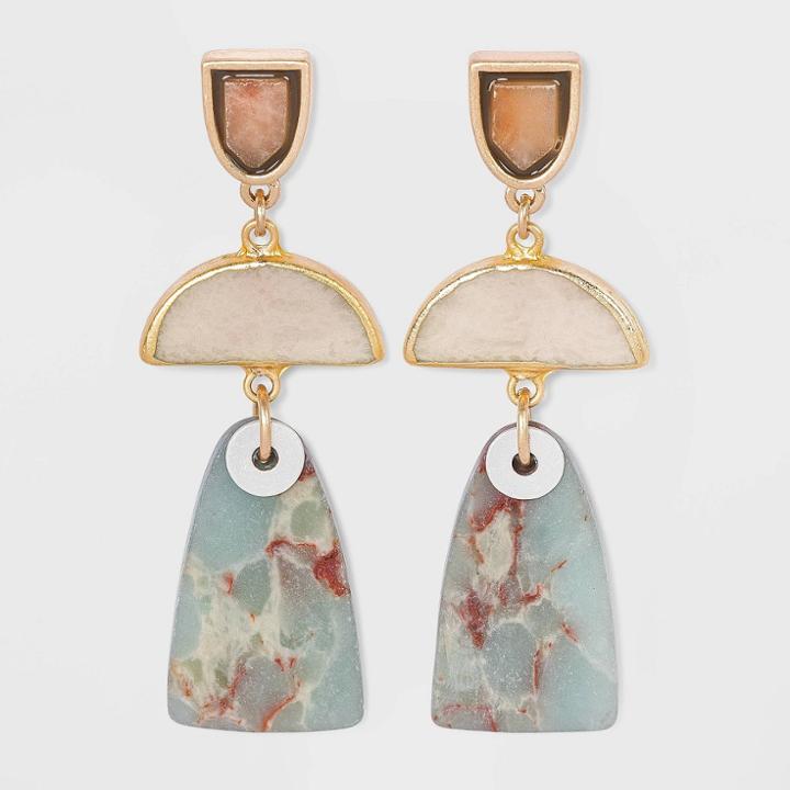 Semi-precious Pink Aventurine And Jasper Drop Earrings - Universal Thread Blue