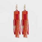 Striped Beaded Drop Earrings - Universal Thread Rust, Red