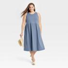 Women's Plus Size Sleeveless Knit Ballet Dress - A New Day Blue