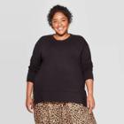 Women's Plus Size Long Sleeve Crewneck Sweatshirt - Ava & Viv Black