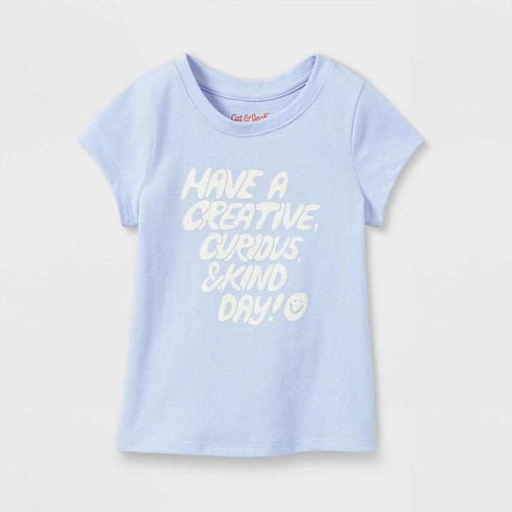 Toddler Girls' 'creative, Curious, Kind Day' Short Sleeve Graphic T-shirt - Cat & Jack Blue