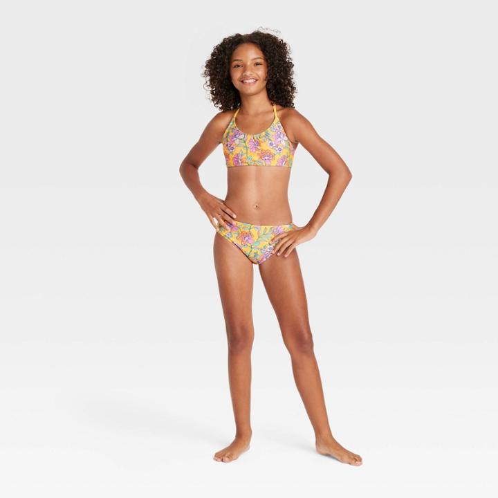Girls' 3pc Retro Surf Swimwear Set - Art Class