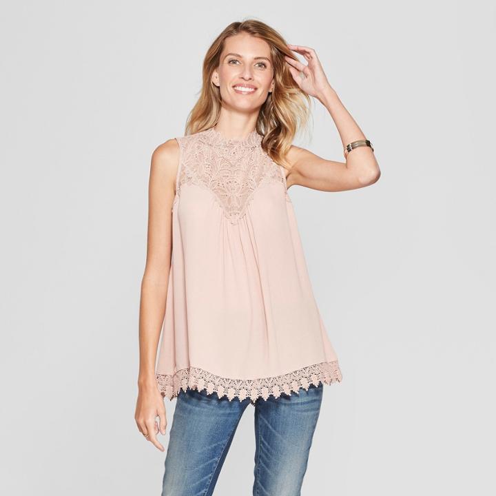 Women's Lace Tank Top - Knox Rose Pink