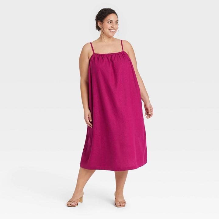 Women's Plus Size Easy Linen Tank Dress - A New Day