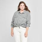 Women's Plus Size Soft Twill Long Sleeve Shirt - Universal Thread Gray X