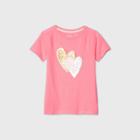 Girls' Short Sleeve Flip Sequin Hearts T-shirt - Cat & Jack Neon Pink