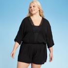 Women's Plus Size V-neck Romper Cover Up - Sea Angel Black 1x, Women's,
