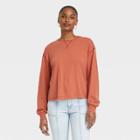 Women's Long Sleeve Boxy T-shirt - Universal Thread Orange