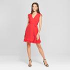 Eclair Women's Flutter Sleeve V-neck Mini Dress - Clair Red M,