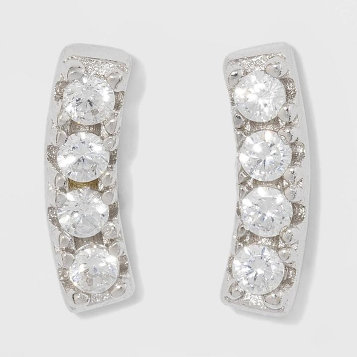 Sterling Silver Pave Cubic Zirconia Ear Crawler Stud Earrings - A New Day