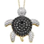 Target Women's Sterling Silver Accent Round-cut Black Diamond Pave Set Turtle Pendant - Yellow