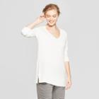 Women's V-neck Luxe Pullover Sweater - A New Day Cream (ivory)