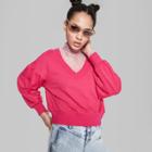 Women's Cropped V-neck Sweatshirt - Wild Fable Pink