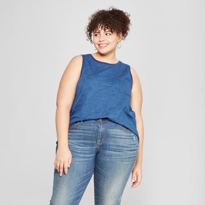 Women's Plus Size Muscle Tank - Universal Thread Indigo (blue)