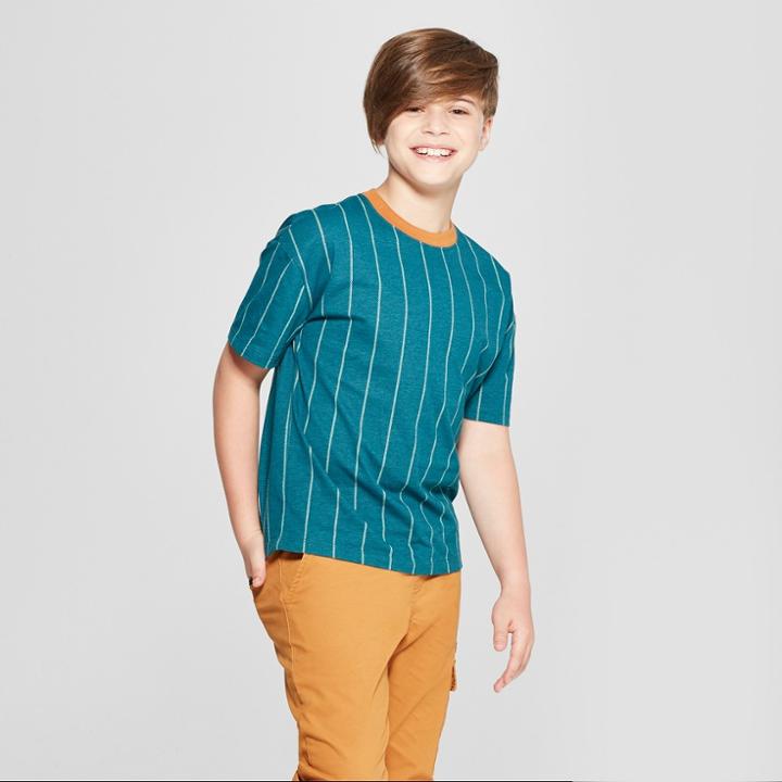 Boys' Drop Shoulder Short Sleeve T - Shirt - Art Class Blue