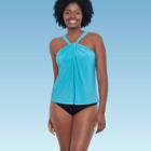 Women's Slimming Control Twist High Neck Tankini Top - Dreamsuit By Miracle Brands Green