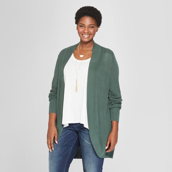 Women's Plus Size Cocoon Cardigan - Ava & Viv Green