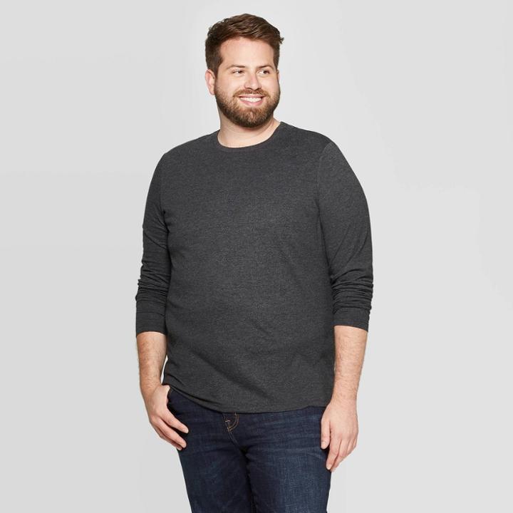 Men's Big & Tall Standard Fit Long Sleeve Lyndale T-shirt - Goodfellow & Co Railroad Gray