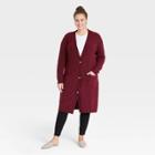 Women's Plus Size Button-down Cardigan - Ava & Viv Burgundy X, Red