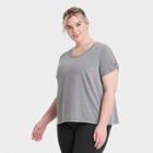 Women's Plus Size Short Sleeve Twist T-shirt - All In Motion Charcoal Heather