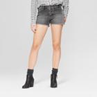 Women's High-rise Raw Hem Shortie Jean Shorts - Universal Thread Black Wash