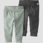 Baby 2pk Organic Cotton Pants - Little Planet By Carter's Gray/sage Green