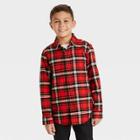 Boys' Flannel Button-down Long Sleeve Shirt - Cat & Jack Warm Red/navy/white