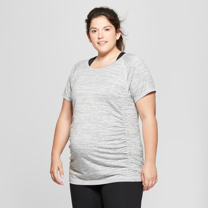 Maternity Plus Size Active Short Sleeve T-shirt - Isabel Maternity By Ingrid & Isabel Gray Spacedye 2x, Infant Girl's