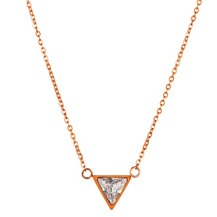 Elya Triangle Cut Chain Necklace With Cubic Zirconia - Rose Gold