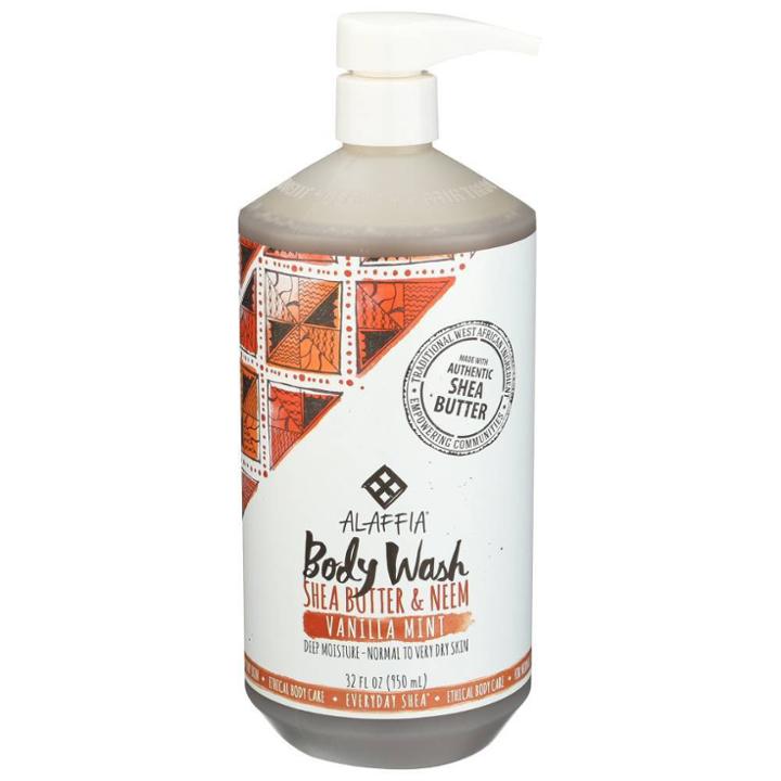 Alaffia Vanilla Mint Shea Butter & Neem Body Wash - 32 Fl Oz, Adult Unisex