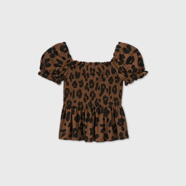 Women's Floral Print Raglan Short Sleeve Off The Shoulder T-shirt - Who What Wear Brown