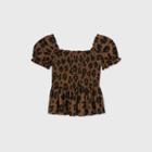Women's Floral Print Raglan Short Sleeve Off The Shoulder T-shirt - Who What Wear Brown