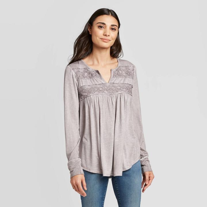 Women's Long Sleeve V-neck Blouse - Knox Rose Purple