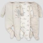 Gerber Baby 3pk Safari Zip-front Sleep N' Play - Gray Newborn