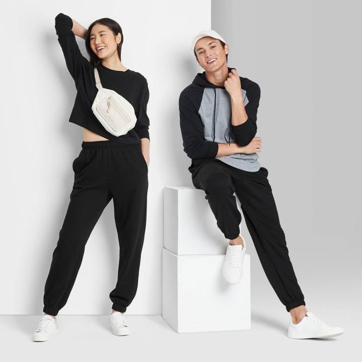 High-rise Fleece Sweatpants - Wild Fable Black