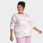 Women's Plus Size Fleece Lounge Sweatshirt - Ava & Viv Pink