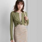 Women's Button-front Cropped Cardigan - Wild Fable Deep Sage