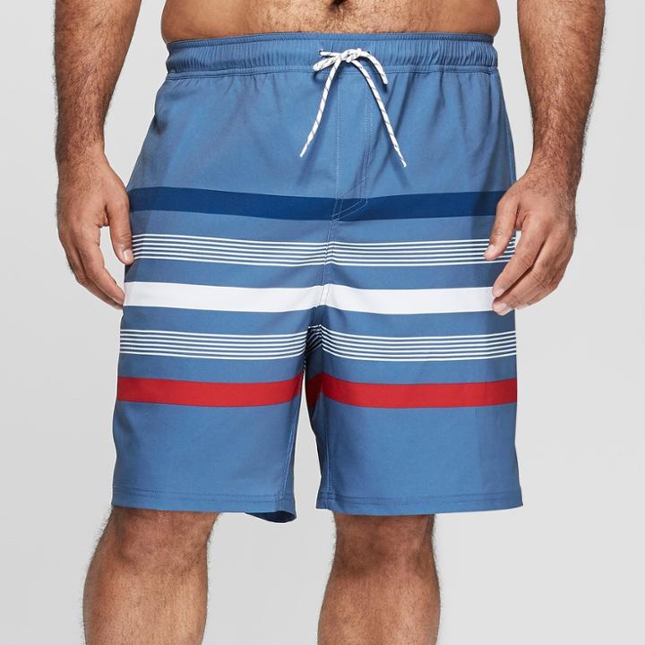 Men's Big & Tall 8 Striped Long Volley Board Shorts - Goodfellow & Co Shallow Blue