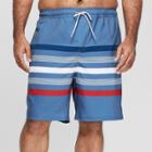 Men's Big & Tall 8 Striped Long Volley Board Shorts - Goodfellow & Co Shallow Blue