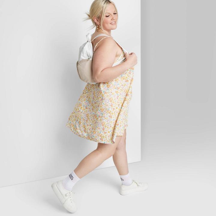Women's Plus Size Floral Print Sleeveless Swing Dress - Wild Fable White 1x, Women's,