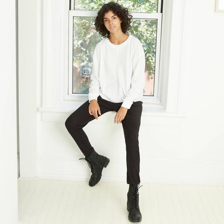 Women's Long Sleeve Boxy Waffle Knit T-shirt - Wild Fable White